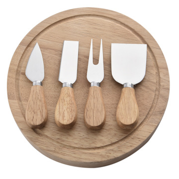 5pcs Cheese Knife Oak Wood Cheese Board Set