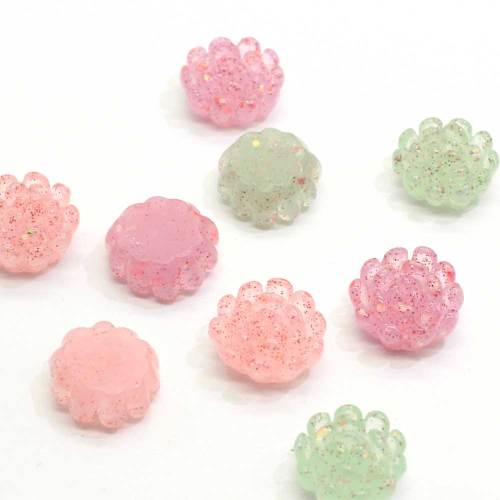 New DIY 100pcs 16mm Resin Cute Flower Flatback Stone Wedding Buttons Craft Scrapbook