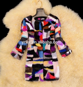 Yanran Fur Factory YR762A Genuine Mink Fur Jackets Multi color Mink Fur Coat