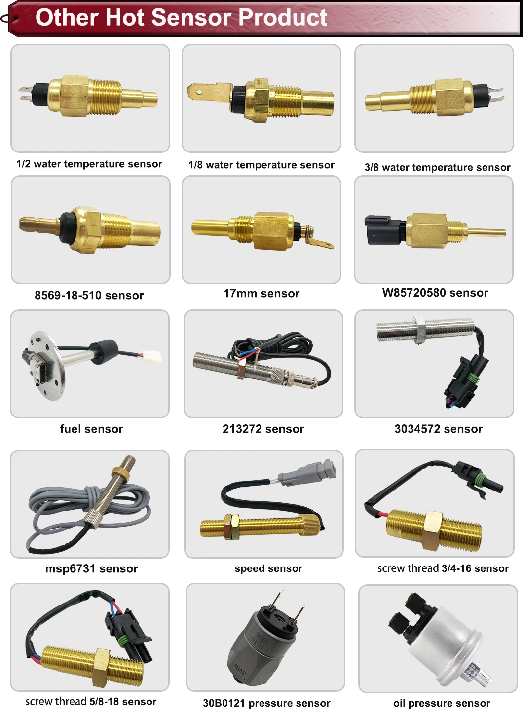 Generator Parts Spare for Vdo Water Temperature, Temp Sendor Sensor 1/2 NPT 14mm 17mm 21mm