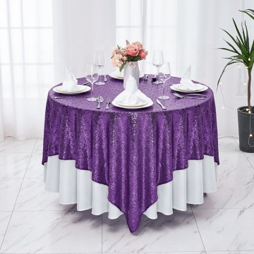 Fashionable Purple Sequin Embroidery Table Cloths for Party Decoration