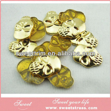6MM gold skull ,China hotfix brass studs big discount!!!