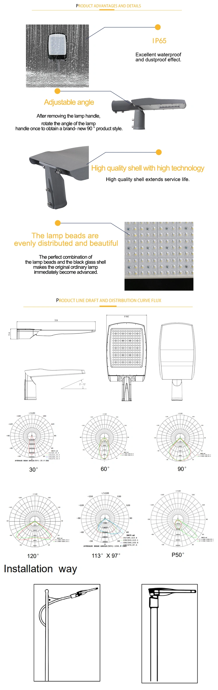 LED IP65 Outdoor 50W Ik08 Waterproof CE LED Street Light