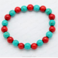 Pulsera de piedra turquesa coral rojo