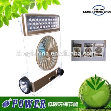 2015 POWER Brand Rechargeable solar led mini lights with fan