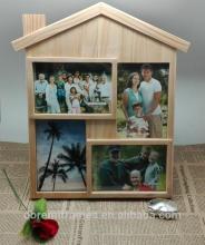 house-shape wood photo frame/ collage picture frame /four frame photo frame