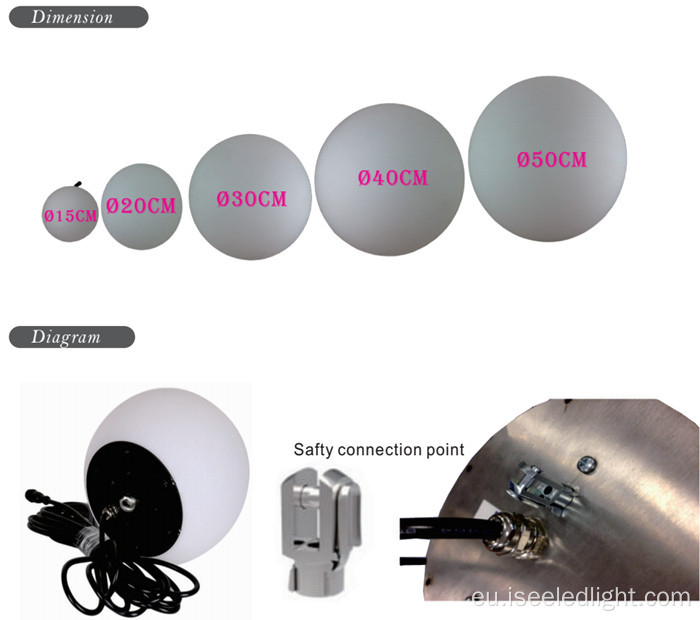DMX Kontrolatu Winch eta Sistema zinetikoa LED baloia