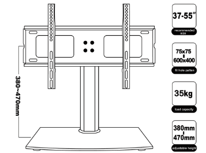 قاعدة تف قاعدة للعرض تصل إلى 47inch