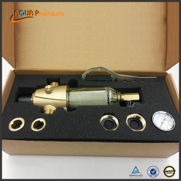 brass water pre filter with pressure gage