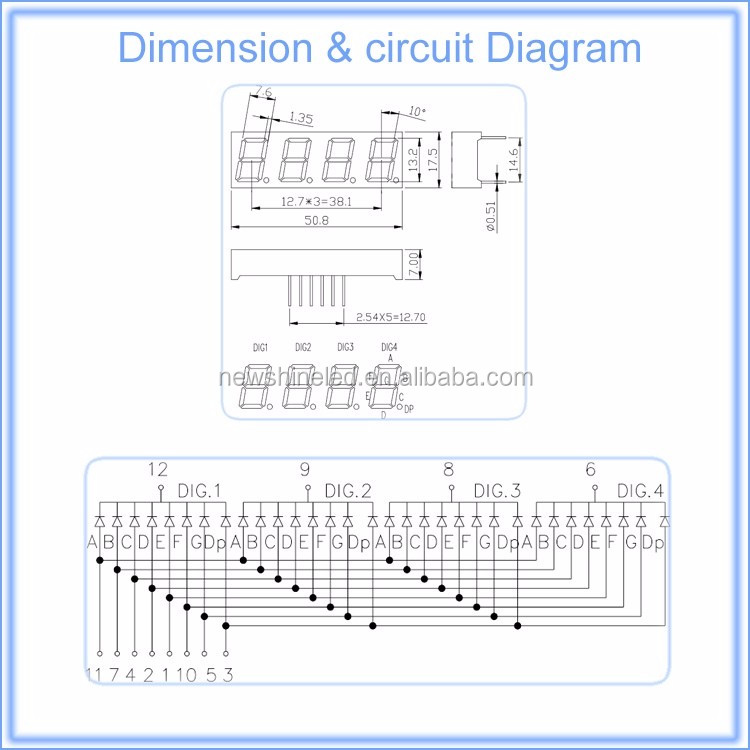 Factory on sale 0.52" seven segment display module DIP 0.52 inch led 7 segment display RGB 4 digits FND 7 segment led display