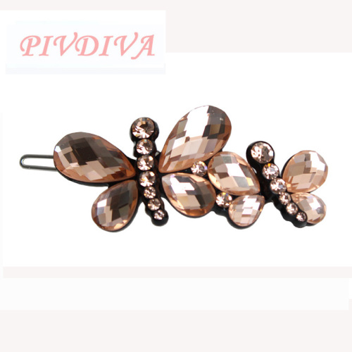 2014 Summer Hot Selling Two Butterfly Hair Ornaments with Crystal Hair Clips for Girls