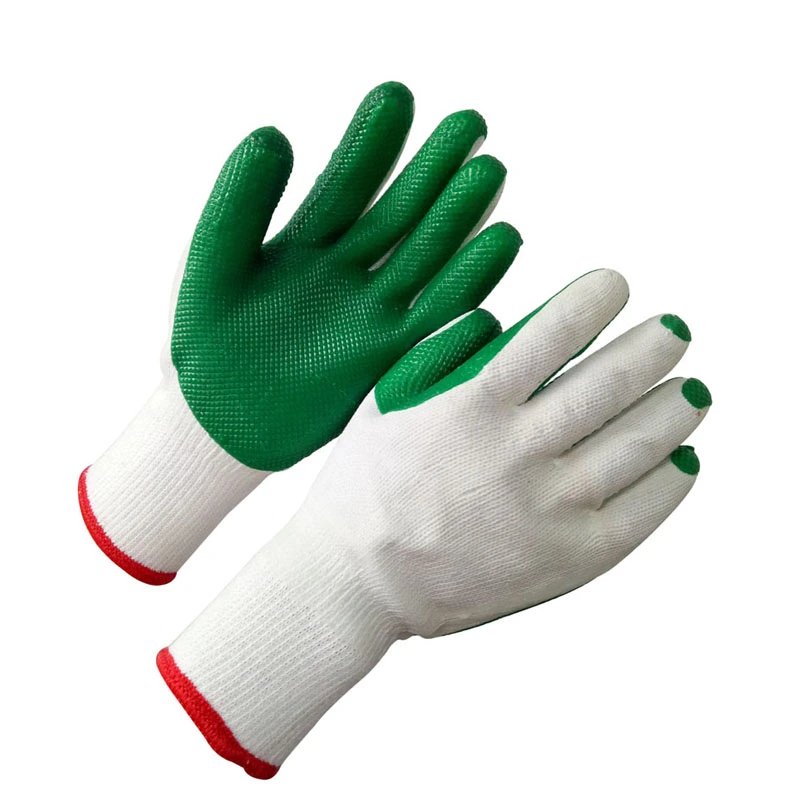 Anti-Slip Green Latex Rubber Coated Work Gloves with Cheap Price