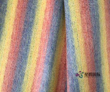 Colorful Rainbow Stripe 100% Wool Fabric