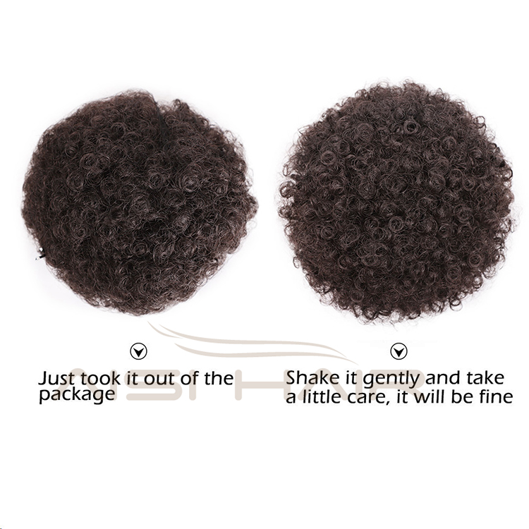 Aisi Hair Short Kinky Fluffy Synthetic Brown Hair Bun Ponytail Afro Short Puff Curly Chignon Hairpiece Extension For Black Women