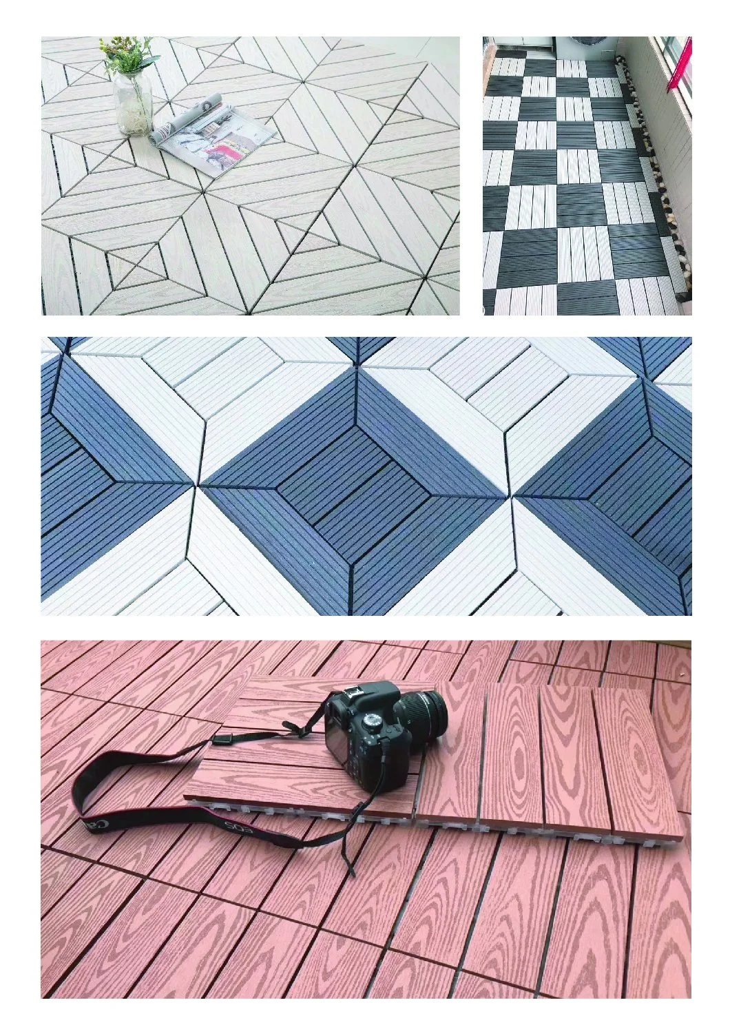 Eco-Friendly and Waterproof Anti-Slip Composite WPC DIY 300X300 Wood Plastic Composite Tiles Engineered Decking Floor Tiles