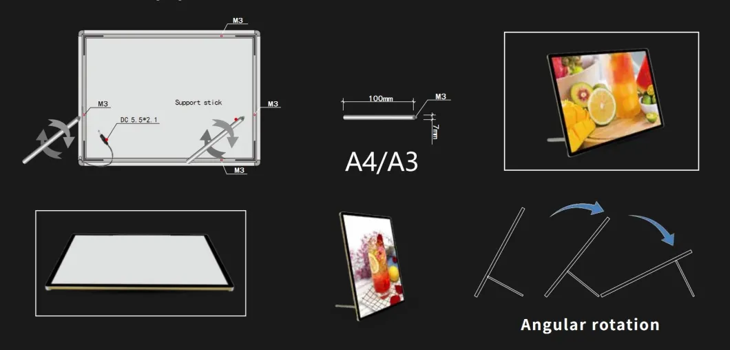 Super Slim LED Menu Board Table Stand Menu Display Advertising Light Box