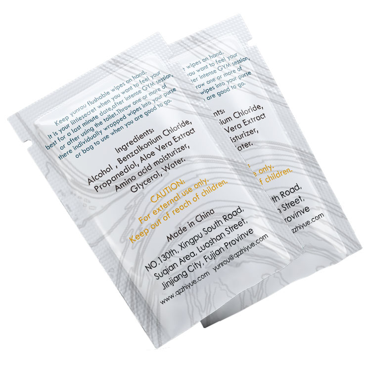 75% Ethyl Soft And Tender Biodegradable Flushable feminine care Household Wet Wipes with individual packing