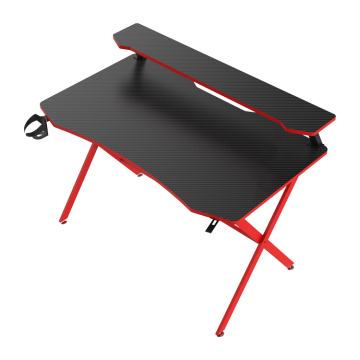 Ergonomic Black Gaming Desk 140cm with Monitor Shelf