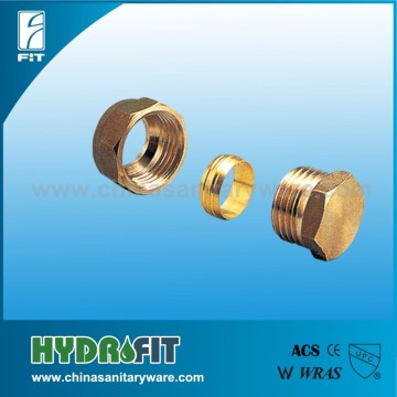 Brass Compression forged plug nipple for copper pipe