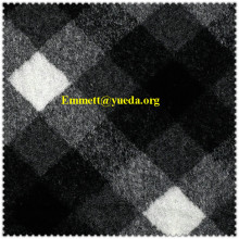 black grey white colors plaid check jacquard designs boiled wool knit fabric for garment coat
