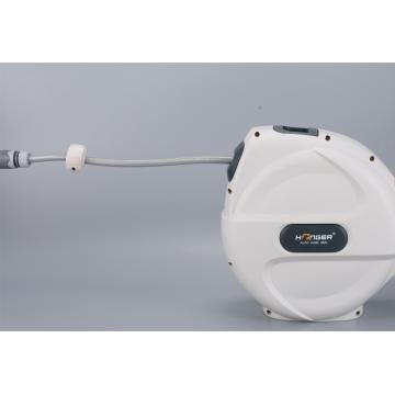 30M Retractable Garden Hose Reel, Wall Mounted Hose Reel, with Multiple Metal Spray Gun, Any Length Lock/Slow Return System/Wall