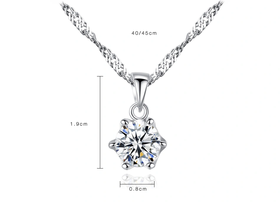 Wholesale Fine Jewelry Classic One Carat Ladies 925 Silver Chain Pendant Necklace