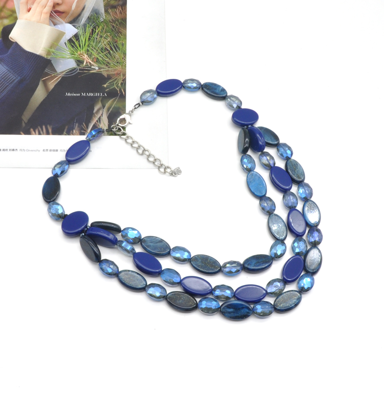 2021 Spring summer collection 3 layers acrylic flat beads link chain women necklace