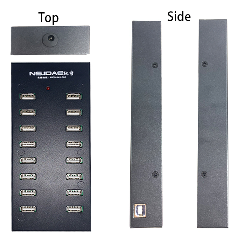 Portable 16-port hub display in different sections