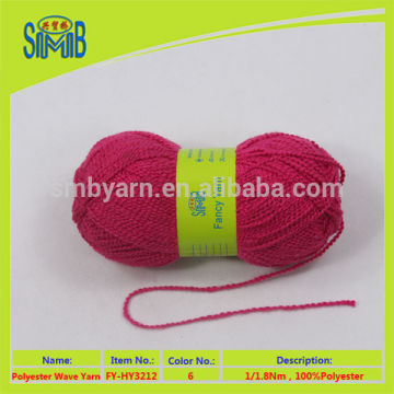 2015 best selling hand knitting polyester thick wave yarn