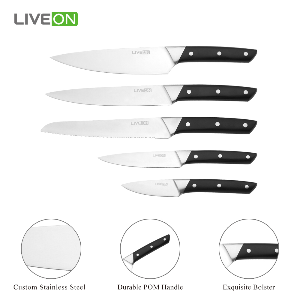 5pcs cuisine professionnelle ensemble de couteau en acier inoxydable