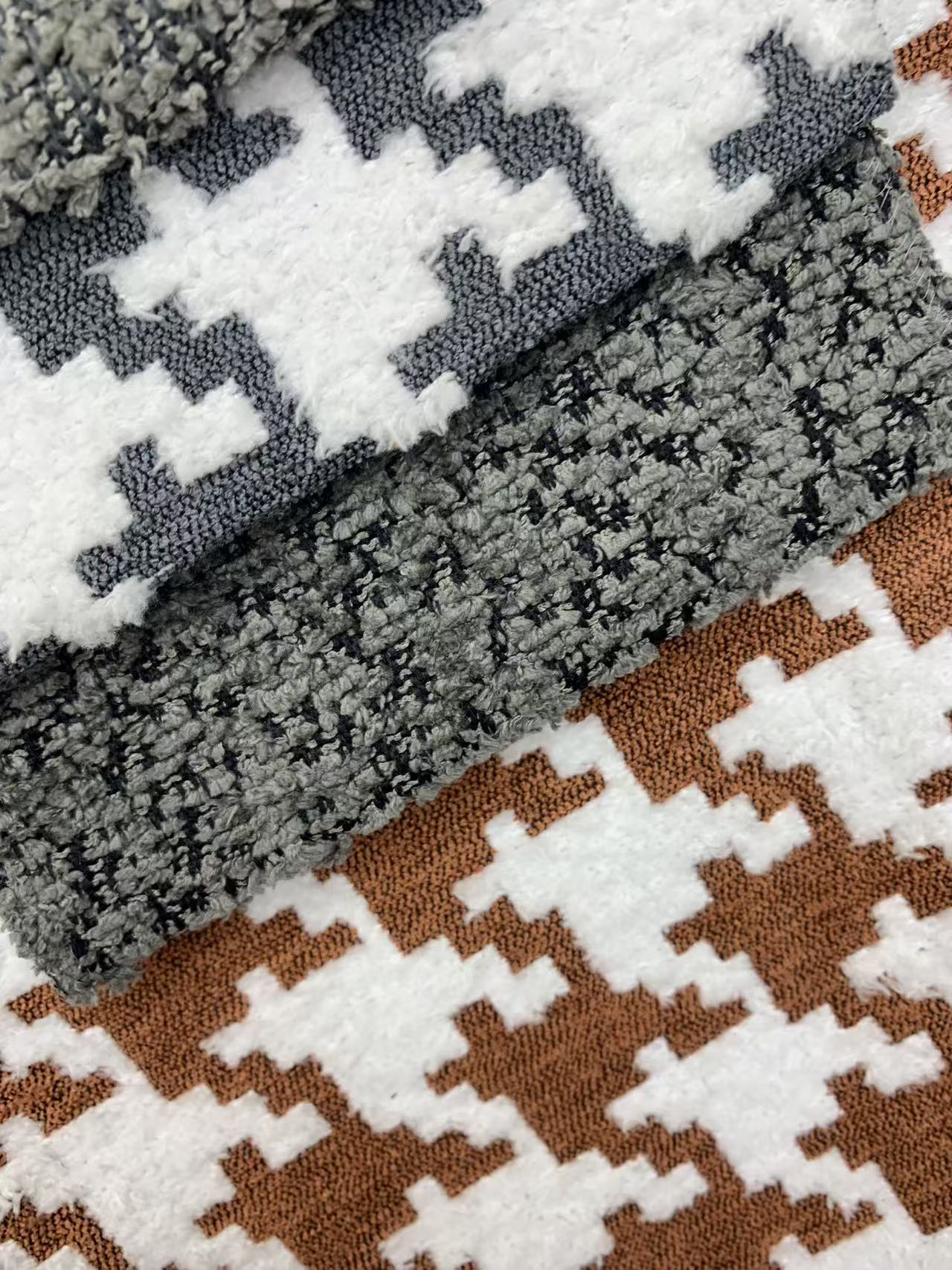 Tela de tapicería de pata de gallo de alta calidad para sofá High Quality Houndstooth Upholstery Fabric for Sofa