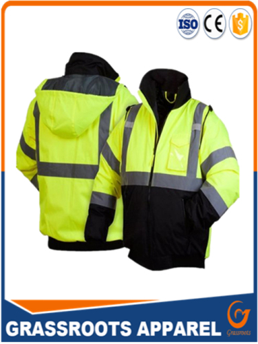 Waterpoof Yellow Winter High visibility Reflective Safety Jacket