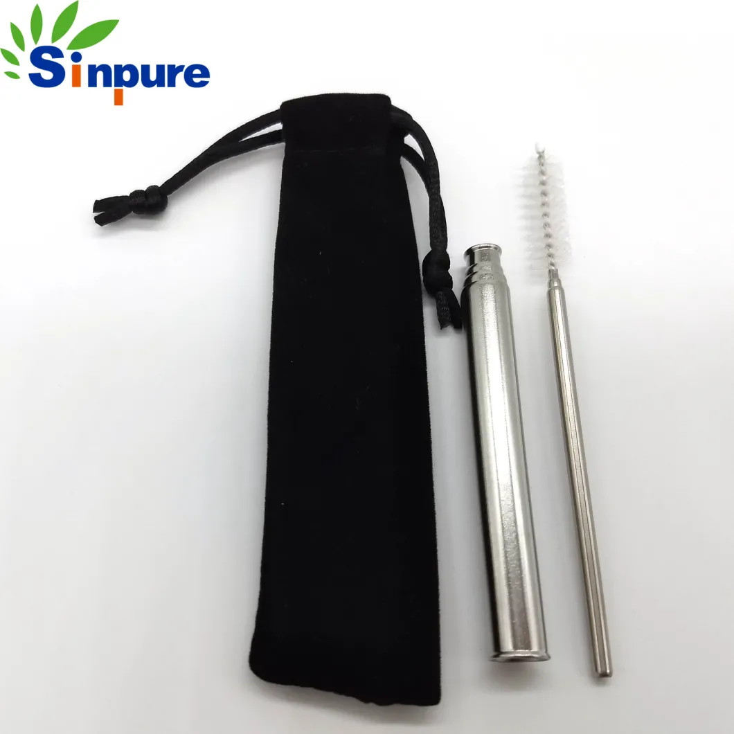 Eco-Friendly Collapsible Metal Straw Drinking Straw Telescopic Straw