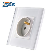Euro type golden glass panel french wall socket 16A