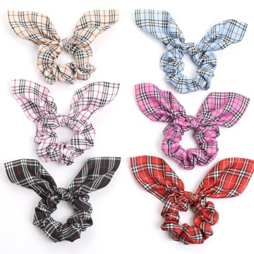Tartan & Burberry Style Ribbon Hair Scrunchies: Elastic Ponytail Bands for Girls & Women