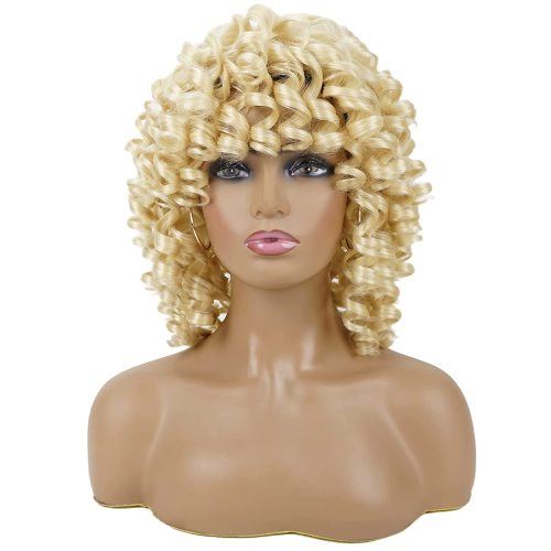 613 Blonde Wholesale Short Afro Curly Kinky Wig Fulffy Wave Synthetic Hair Wigs for Black Women  Blonde Short Curly Wigs