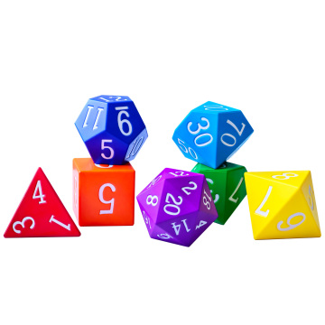 10CM (4Inch) Jumbo Foam 7pcs Polyhedral Dice Set, Large Rainbow Colors RPG Foam Dice for Games, Learning Resources