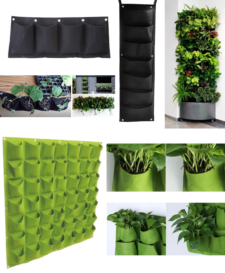 64 Pockets Wall Hanging Planter Planting Bag Vertical Garden Flower Greening Planting Container Wall Mounted Herb Planter