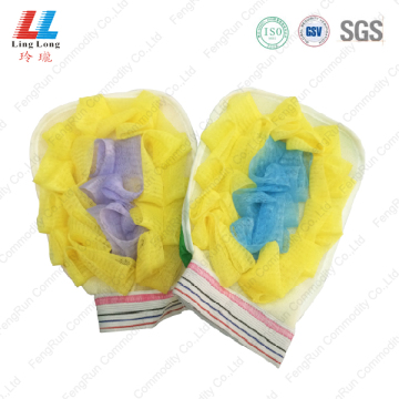 Microfiber gloves shower mesh sponge