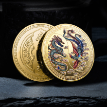 China Lucky Coin: Dragon and Phoenix Collection - Colored, Gold and Silver Plated Coin