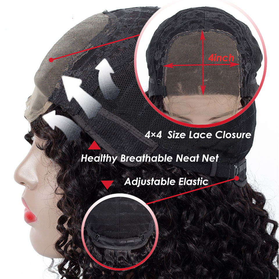 12 14 16 18 inch kinky curly human hair wig with closure lace closure wig