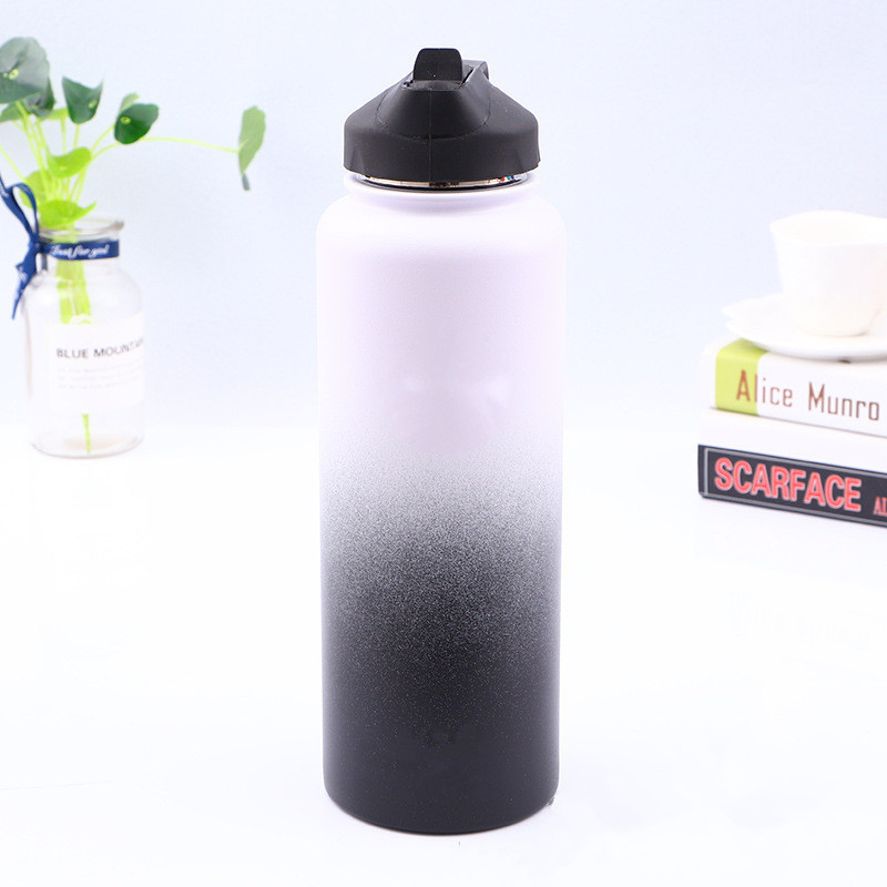 Double Wall Vacuum Insulated Stainless Steel Sports Wide Mouth Water Bottle with BPA Free Straw Lid