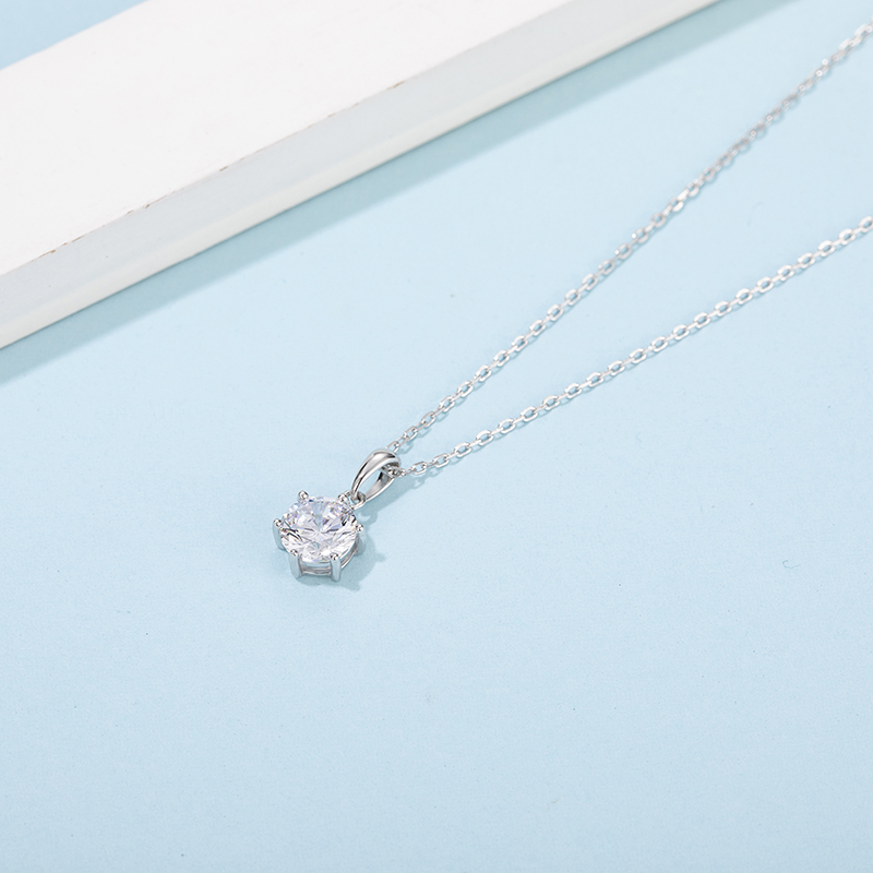 Simplest Luxury  925 Sterling Silver Moissanite Pendant Women Engagement Six Prongs Large Diamond Wedding Party Necklace