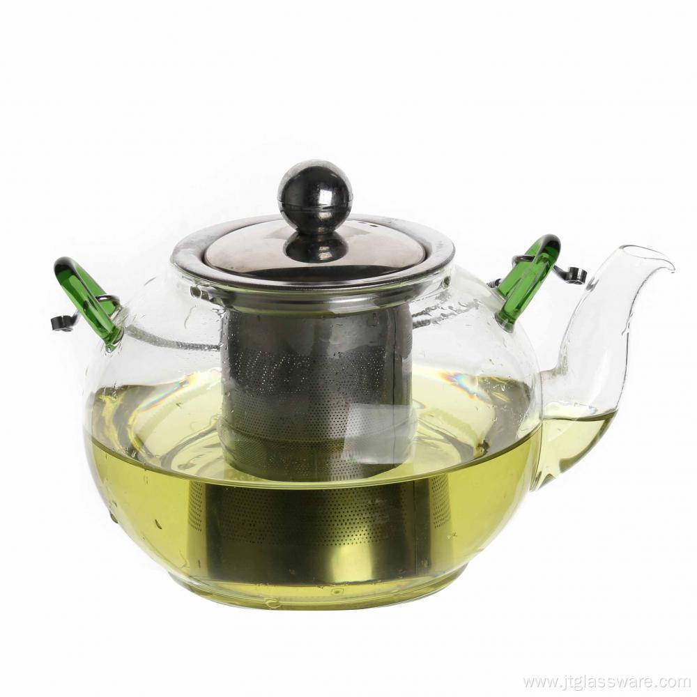 Heat Resistant Glass Teapot With Stainless Steel Infuser