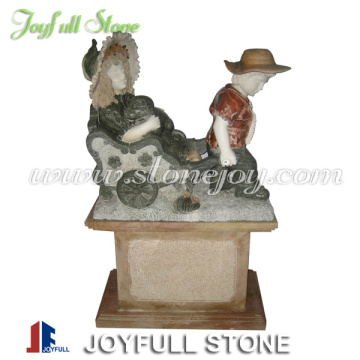 Boy and Girl Marble Garden Statue Carving