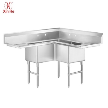 Stainless steel Corner 3 Compartment Sink