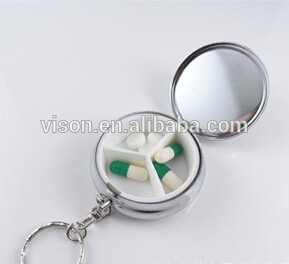 Travel Pocket Pill Box / Metal Pill Box/3 Compartments Pill Box