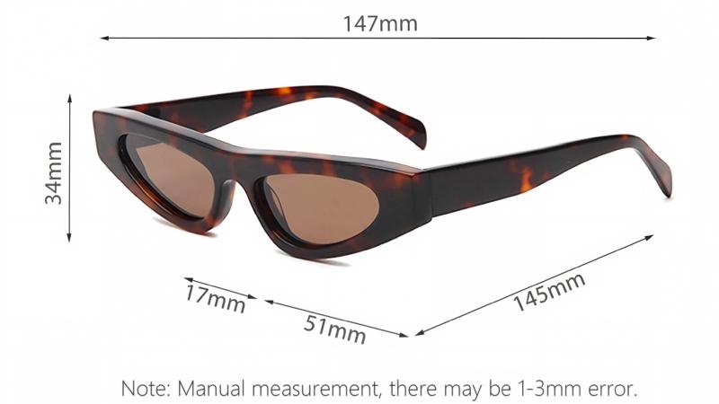 Mellume Narrow Flat-Top Cat-Eye Acetate Sunglasses ME2092 size Mellume Narrow Flat-Top Cat-Eye Acetate Sunglasses ME2092 size