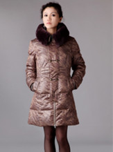 Women'S Mid-Length Down Jacket Big Fur Collar