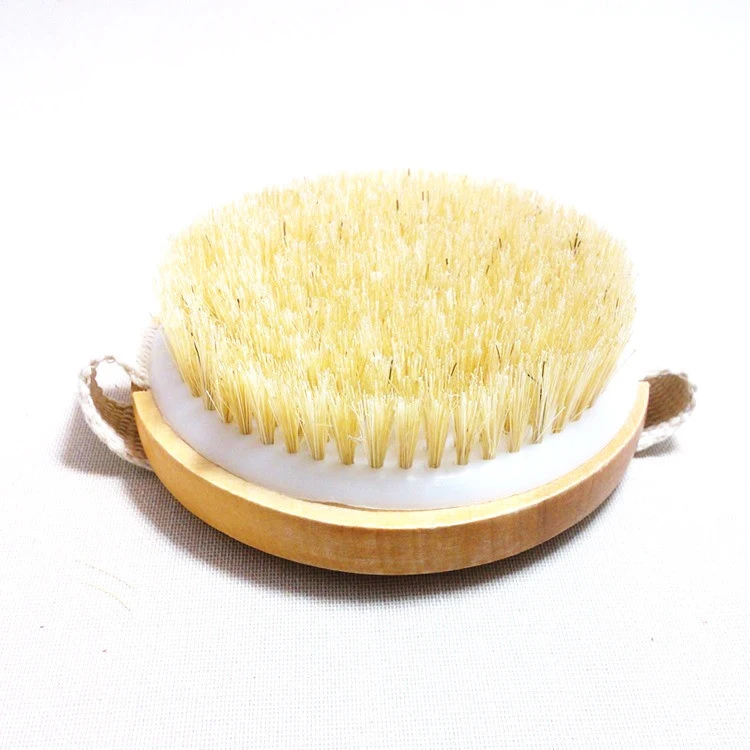 Oval Shape Beech Handle Sisal Bristle Bath Brush Scrubber